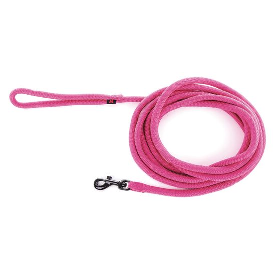 Longe pour chien, en nylon: rond uni rose L. 5 m