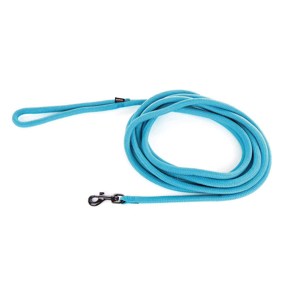 Longe pour chien, en nylon: rond uni turquoise L. 5 m