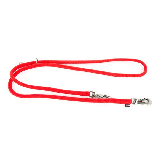 Laisse multiposition, en nylon: rond rouge L. 180 cm