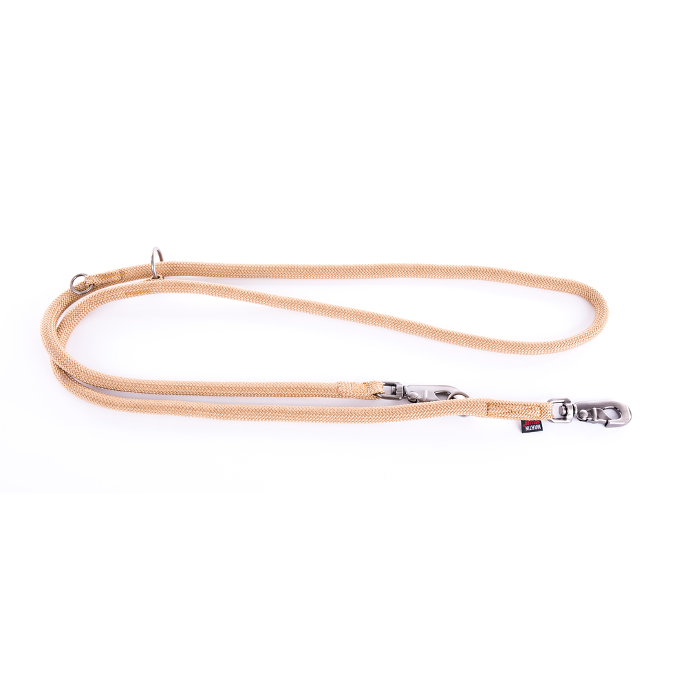 Laisse multiposition, en nylon: rond beige L. 180 cm