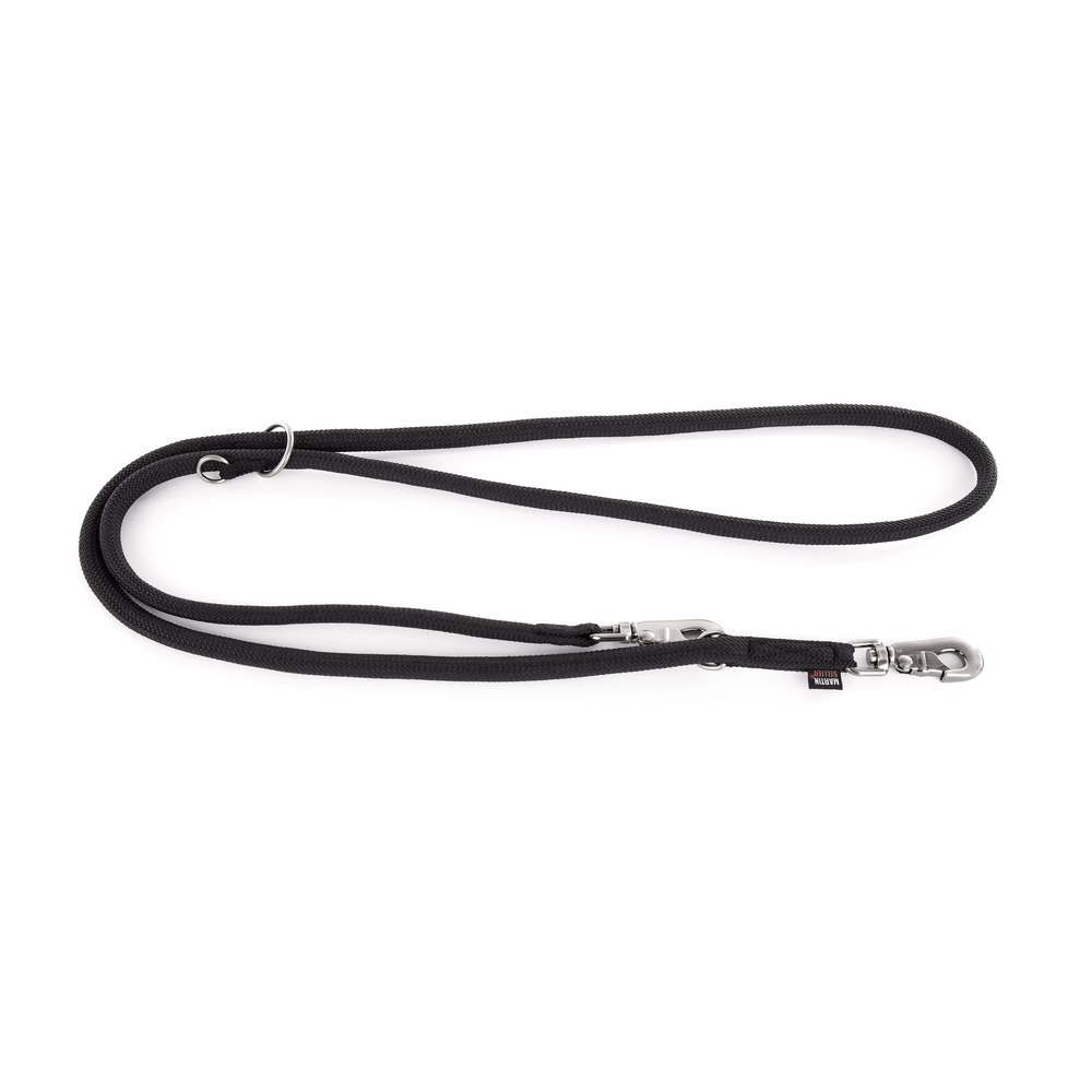 Laisse multiposition, en nylon: rond noir L. 180 cm