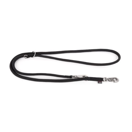 Laisse multiposition, en nylon: rond noir L. 180 cm