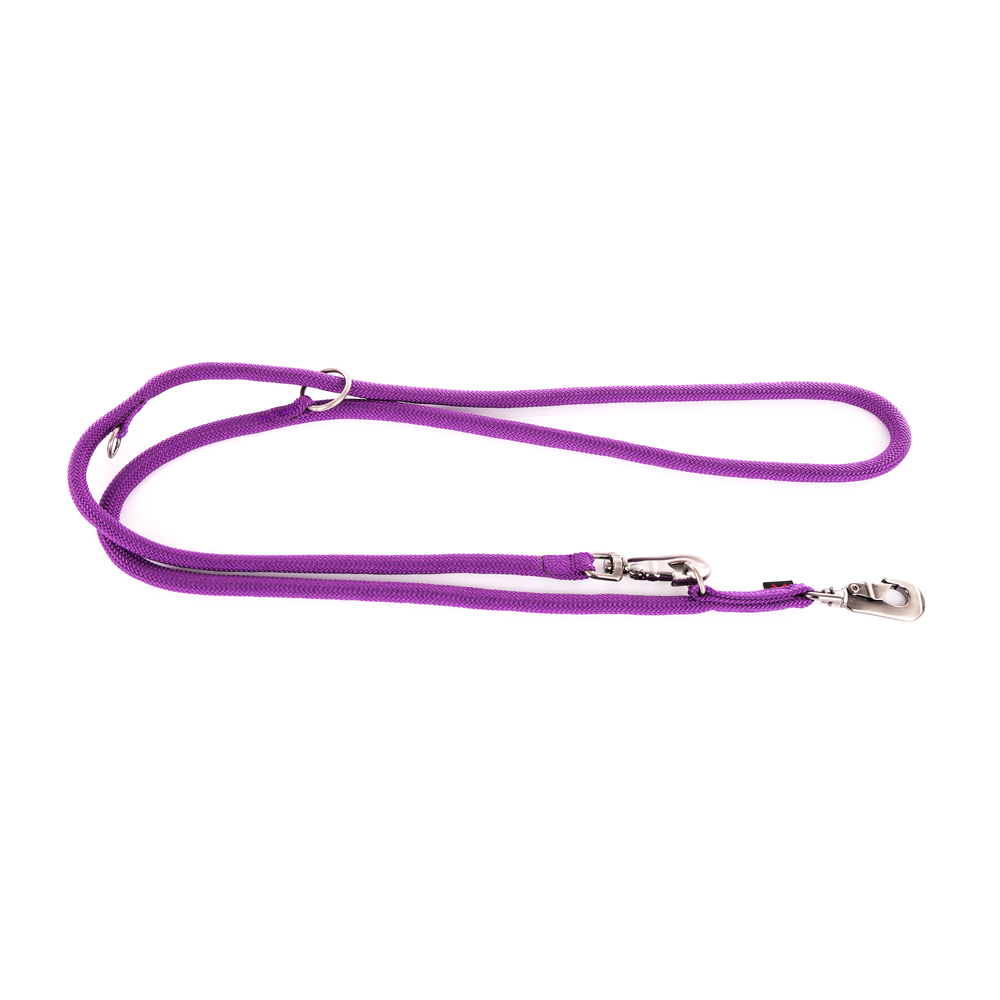 Laisse multiposition, en nylon: rond mauve L. 180 cm