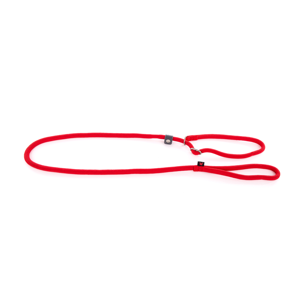 Laisse collier semi étrangleur, en nylon: rond rouge L. 180 cm