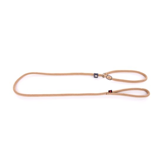 Laisse collier semi étrangleur, en nylon: rond beige L. 180 cm