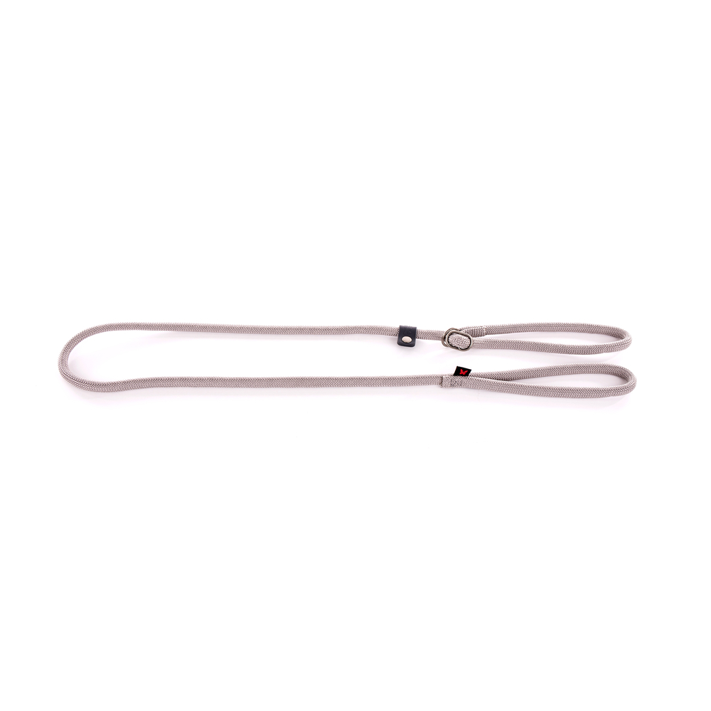 Laisse collier semi étrangleur, en nylon: rond gris L. 180 cm