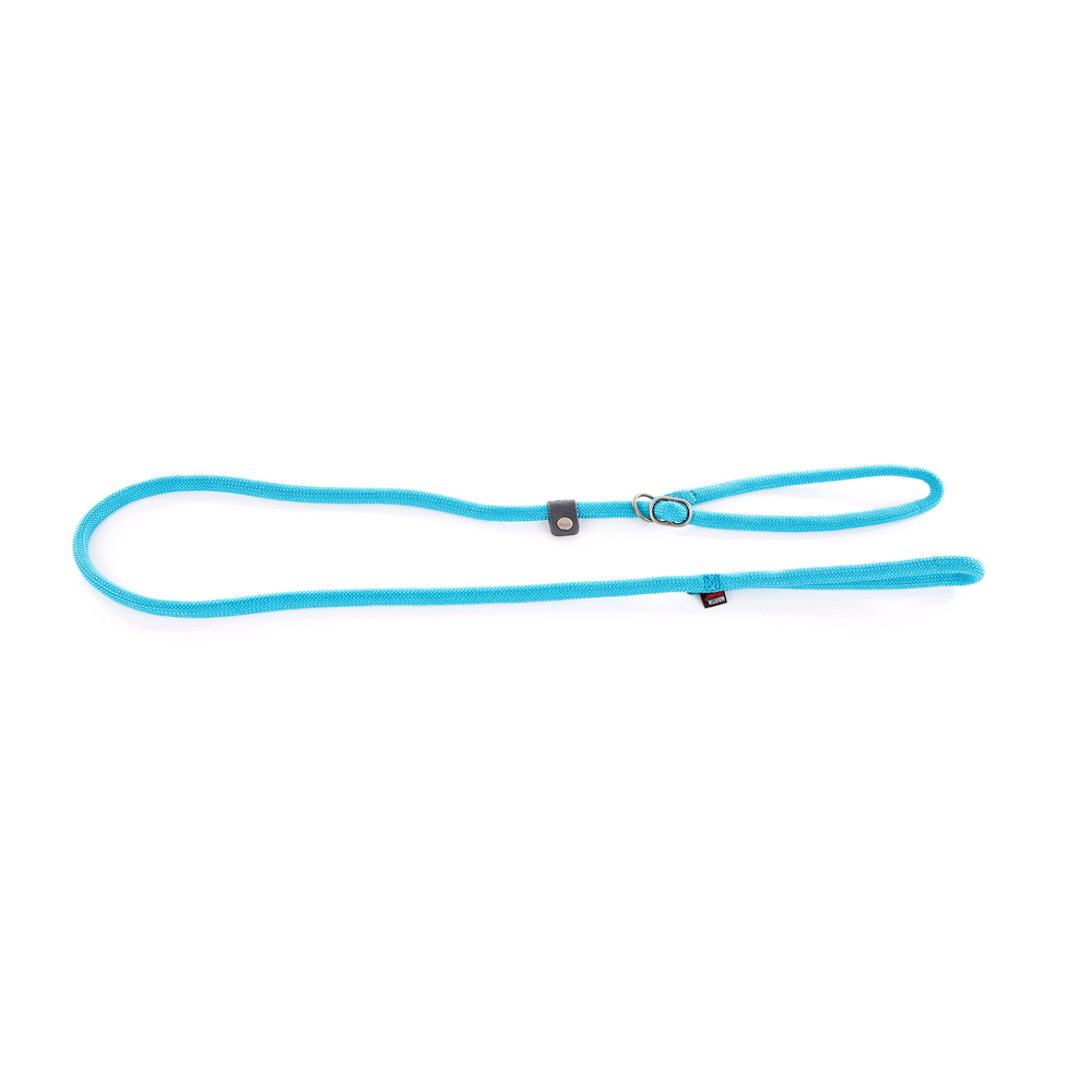 Laisse collier semi étrangleur, en nylon: rond turquoise L. 180 cm