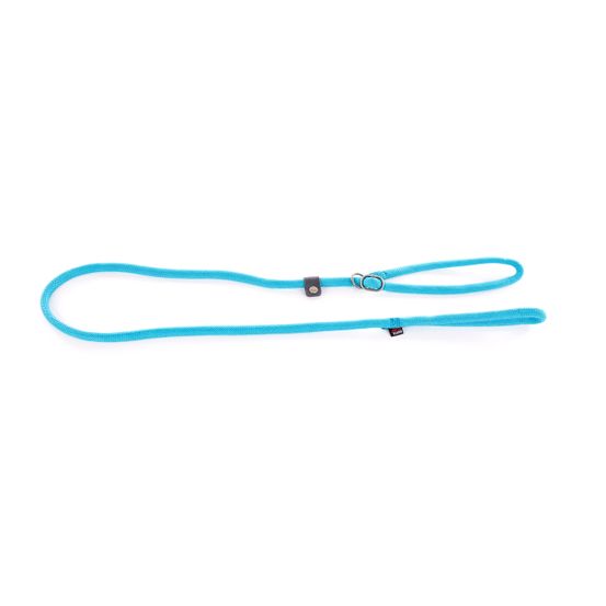 Laisse collier semi étrangleur, en nylon: rond turquoise L. 180 cm