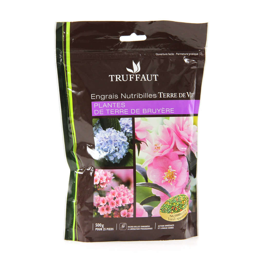 Engrais Nutribilles Terre de vie, plantes de terre de bruyère