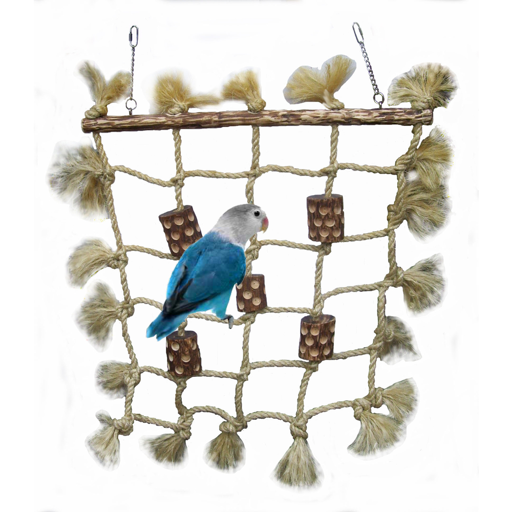 Filet corde à suspendre pour oiseau bec droit,perruche : l46xH44 cm