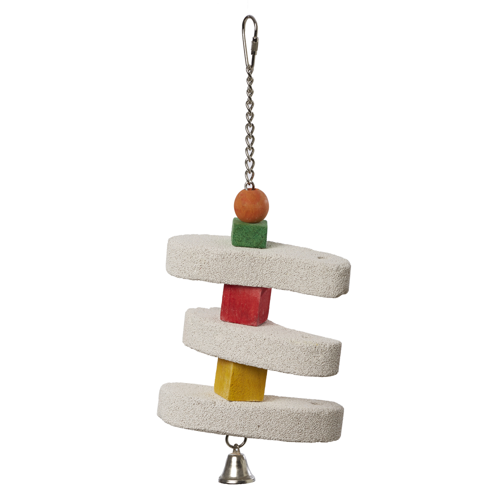 Jouet pierres ponce à grignoter pour grande perruche, perroquet: H32cm