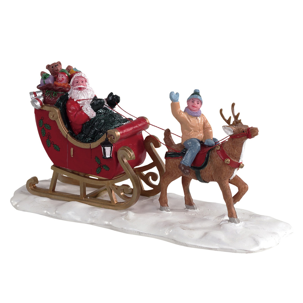 Figurine : Le père Noël sur son traineau