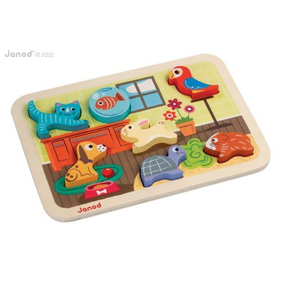 Puzzle animo' chunky en bois thème animaux domestiques
