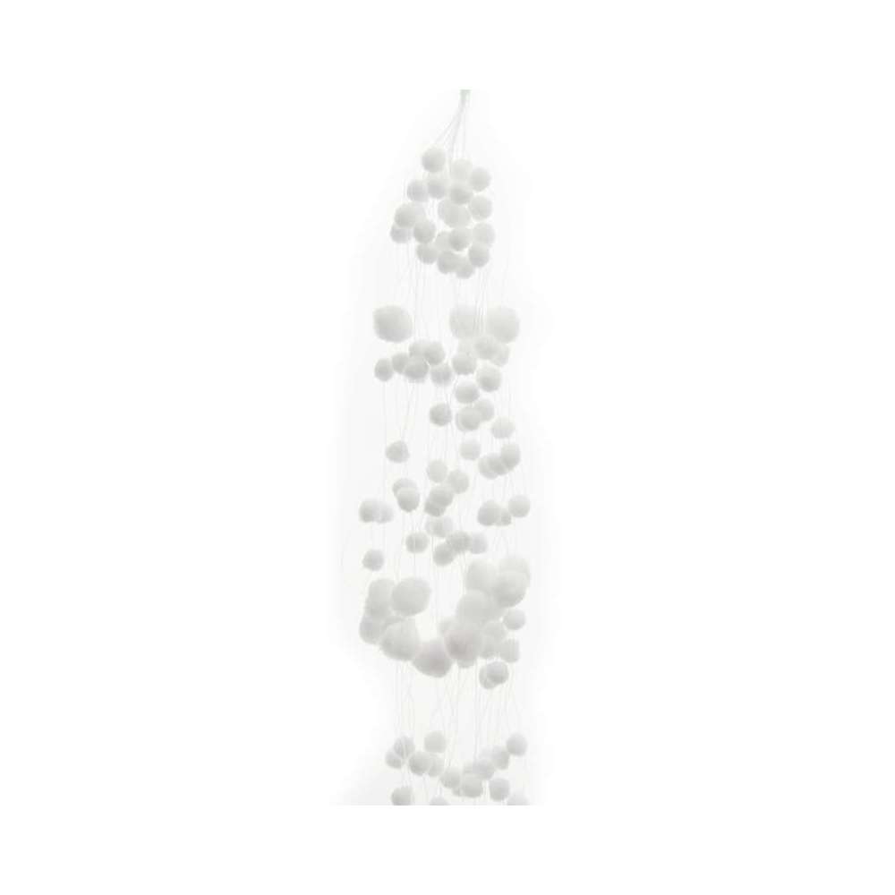 Guirlande Boules de neige en ouate : Longueur 78 cm Blanc