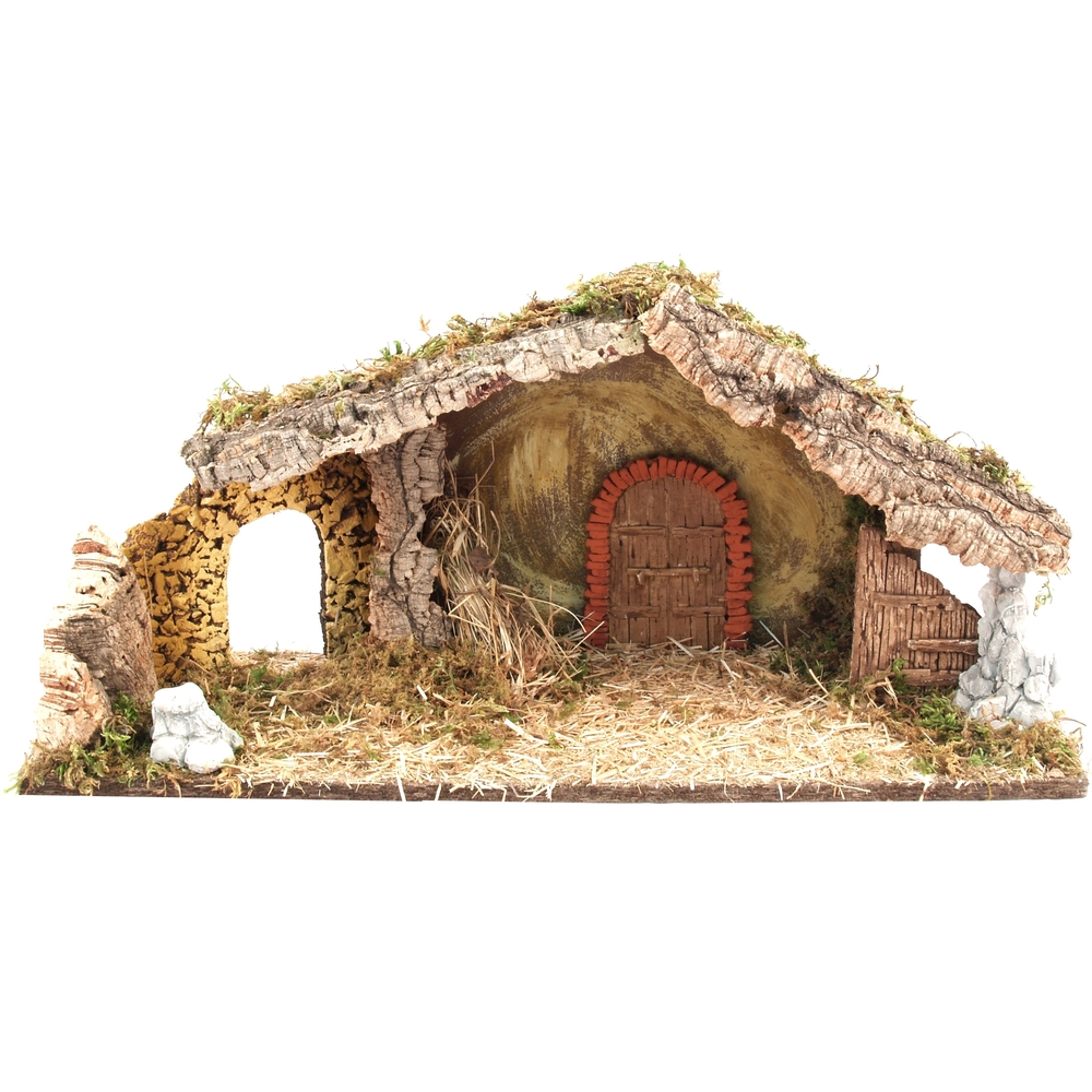 Crèche vide en bois 56x20x26cm