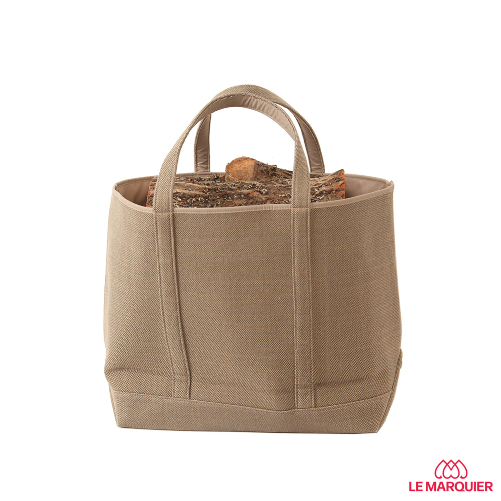 Sac à buche pour Belhara en toile sable 65x25cm H68cm