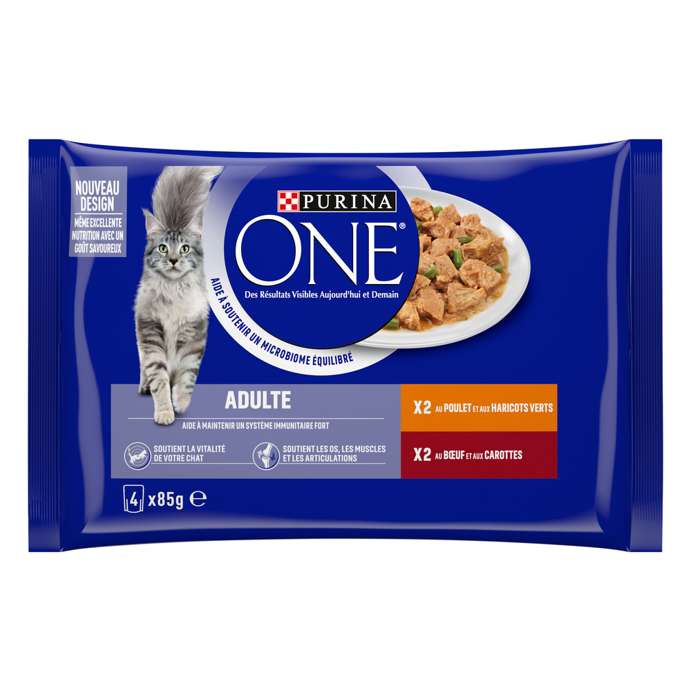 Sachets chat One adulte, effilés en sauce (viandes): 4x85g