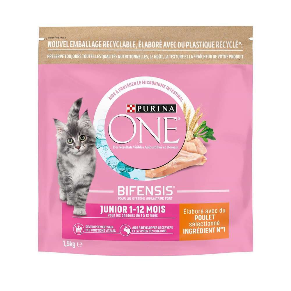 Croquettes Chaton Au Poulet Et Cereales Completes Premium 1 5 Kg Purina One Truffaut