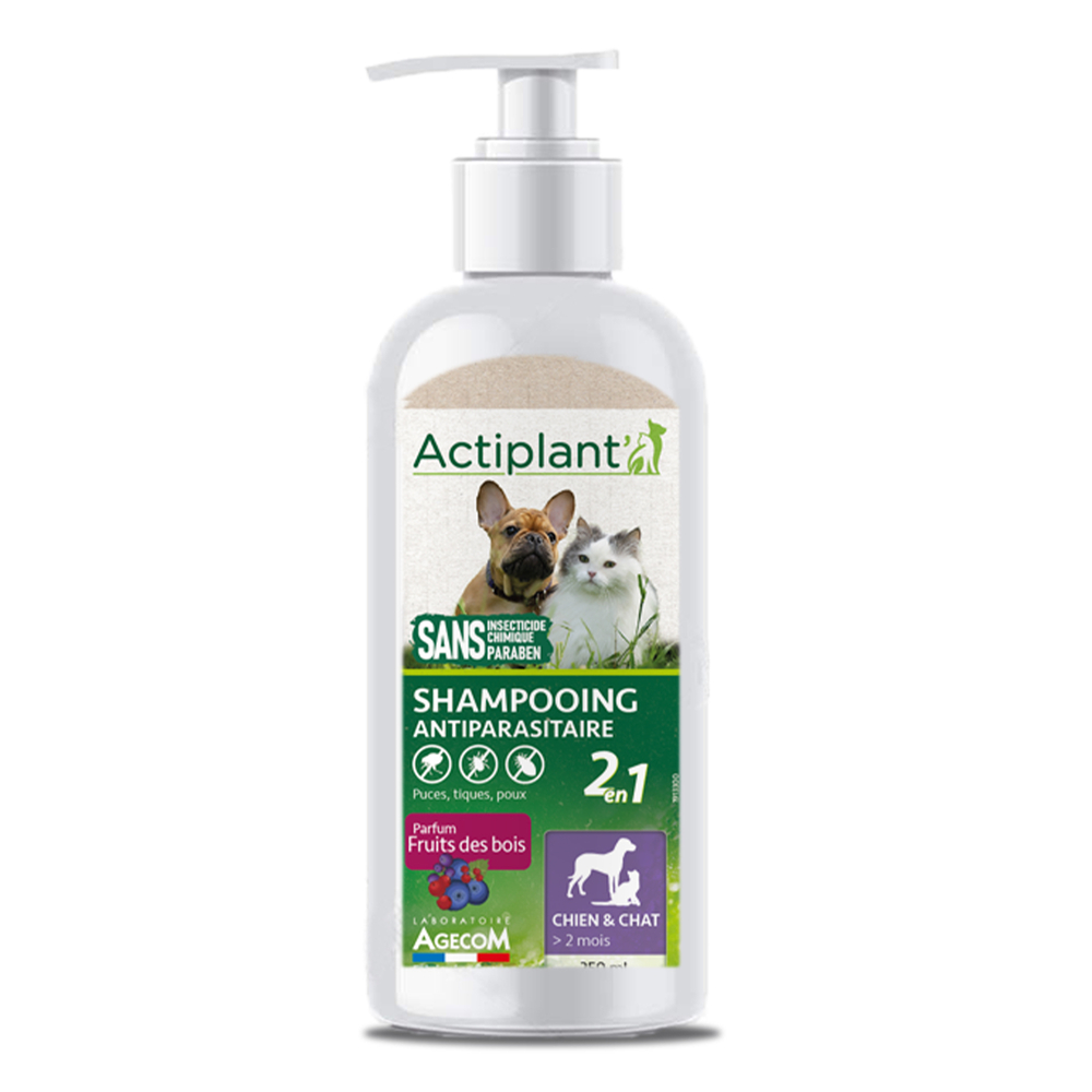 Shampooing 2en1 au parfum fruité pour chien et chat : 250ml