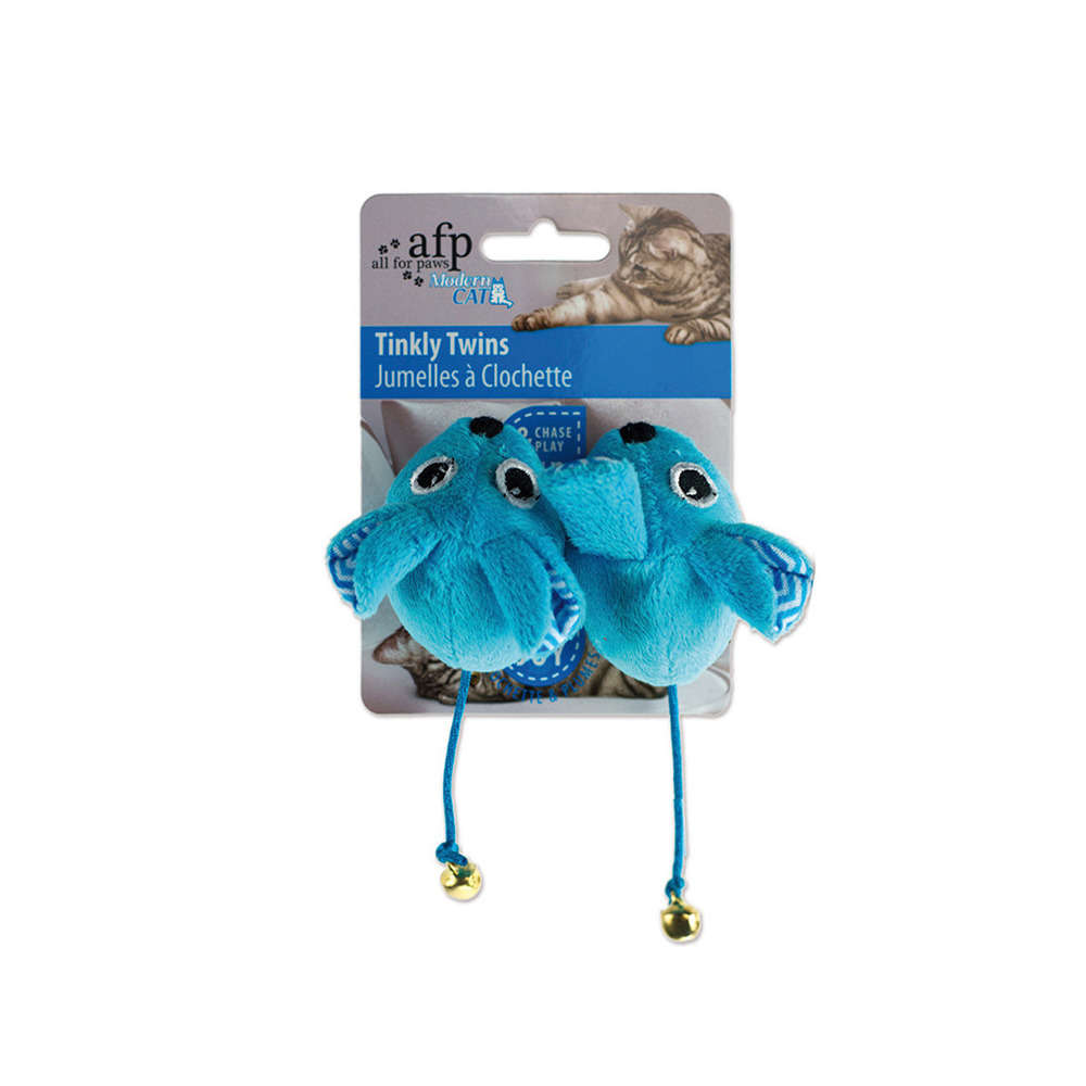 Jouet pour chat: Peluche Jumelles à clochette, en tissu