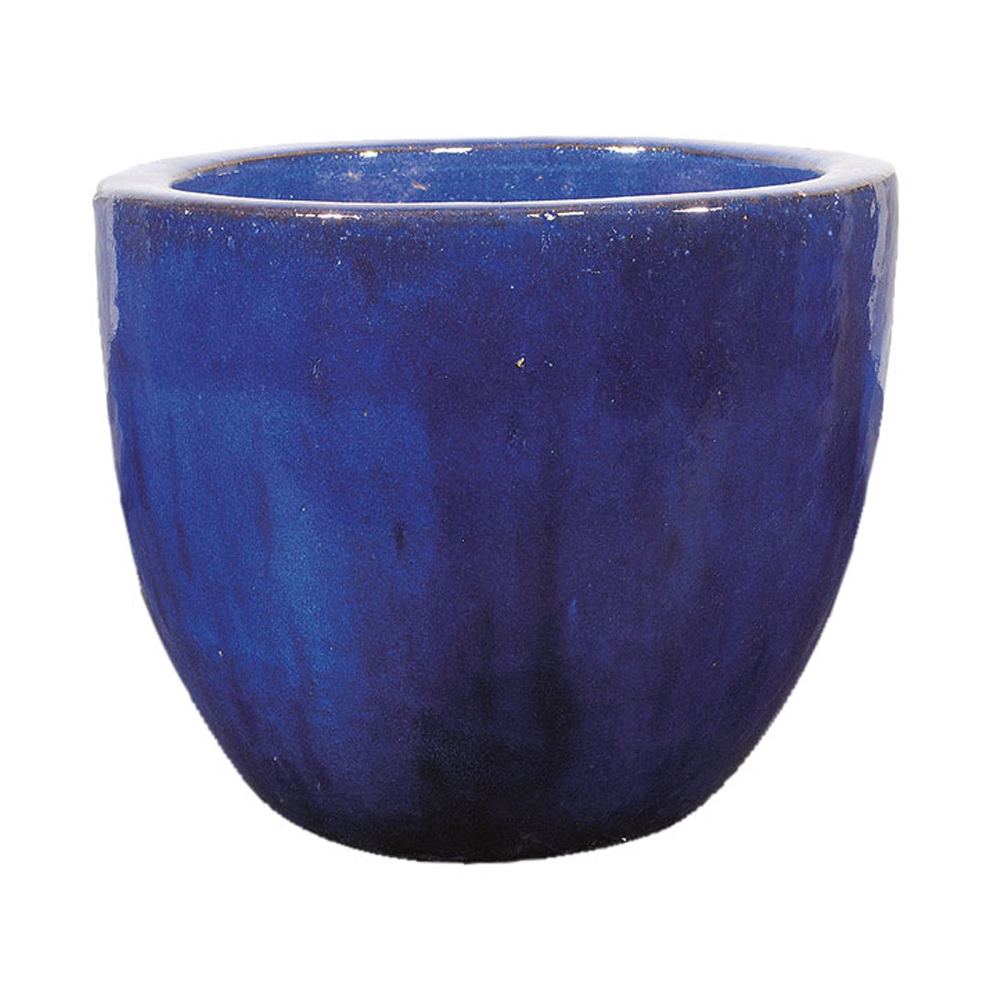 Pot Oeuf bas en grès émaillé, bleu Ø 30 x H. 26 cm