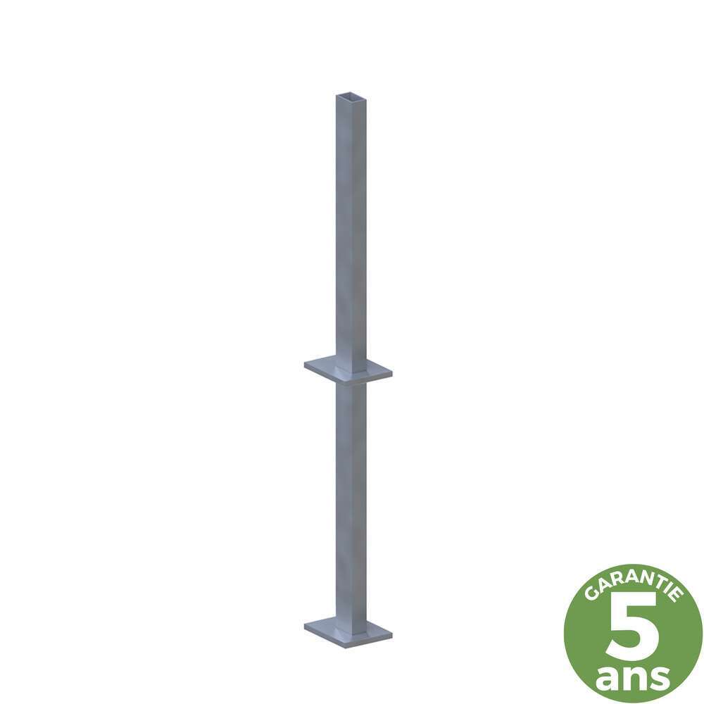 Base de fixation à sceller, en acier galvanisé L.7 x l.6 x H.110 cm