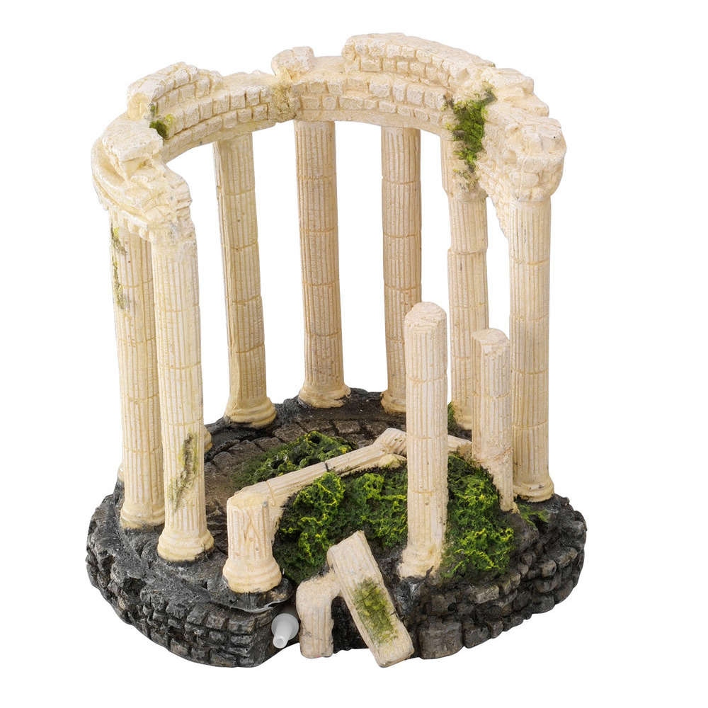 Décoration d'aquarium roman pavillon : L16,5xl16,5xH18 cm