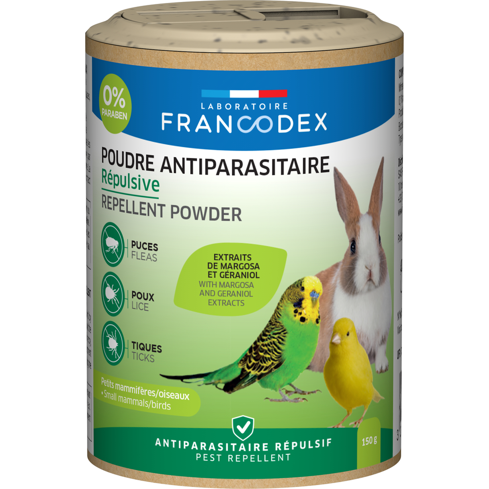 Poudre insectifuge pour oiseau de cage et de volière : 150 gr