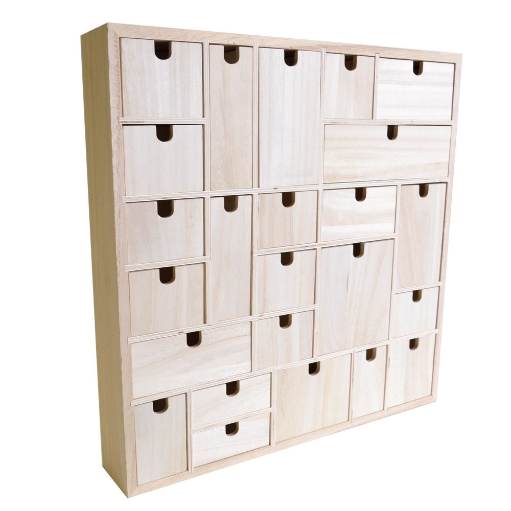 Calendrier de l'Avent, en bois 40x40cm - Géométrie