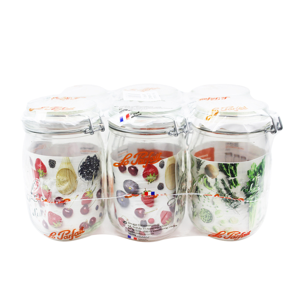 Lot de 6 bocaux - LPS  1 litre - D.8,5 cm
