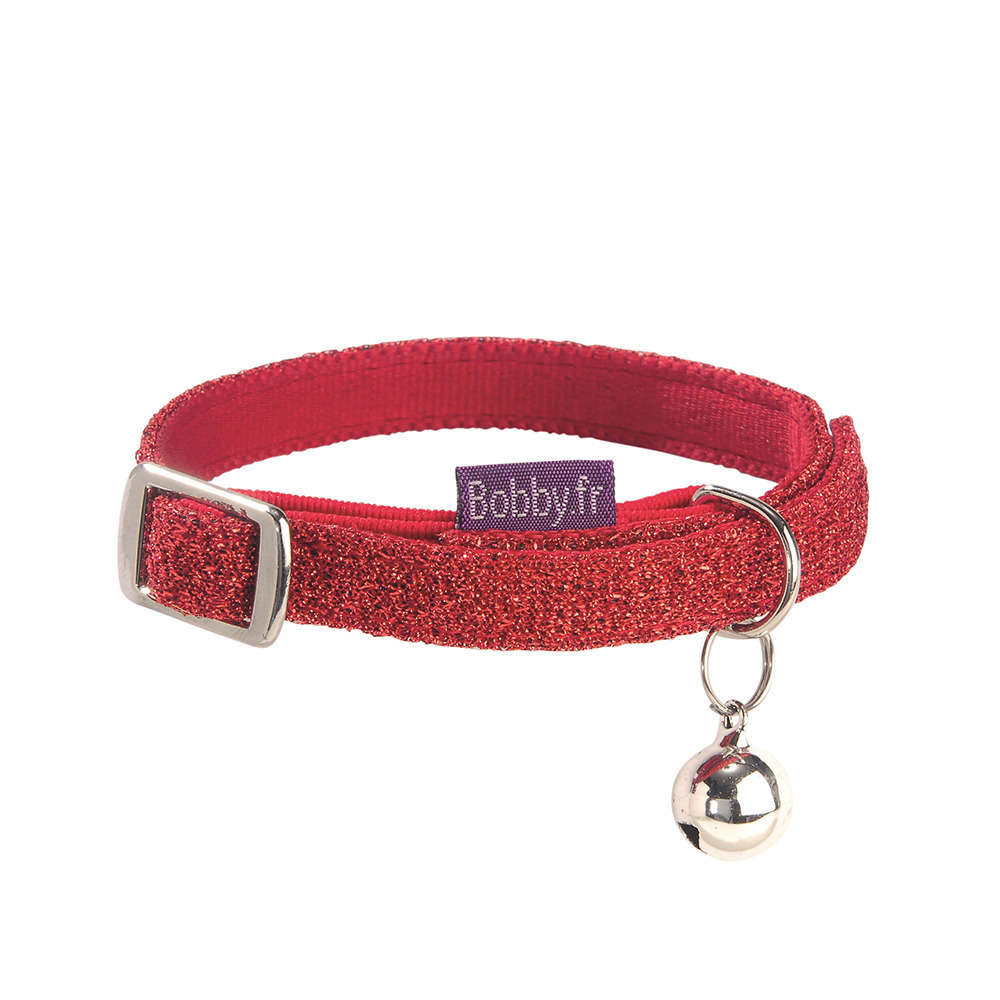 Collier nylon chat Disco rouge :Longueur 30 cm
