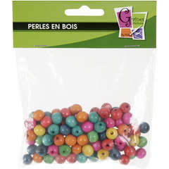 Sachet de 100 perles assorties, en bois Ø 10 mm (trou 2mm)