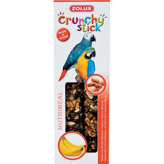 Friandise Crunchy Stick cacahuète banane pour perroquets x2 - 115 g