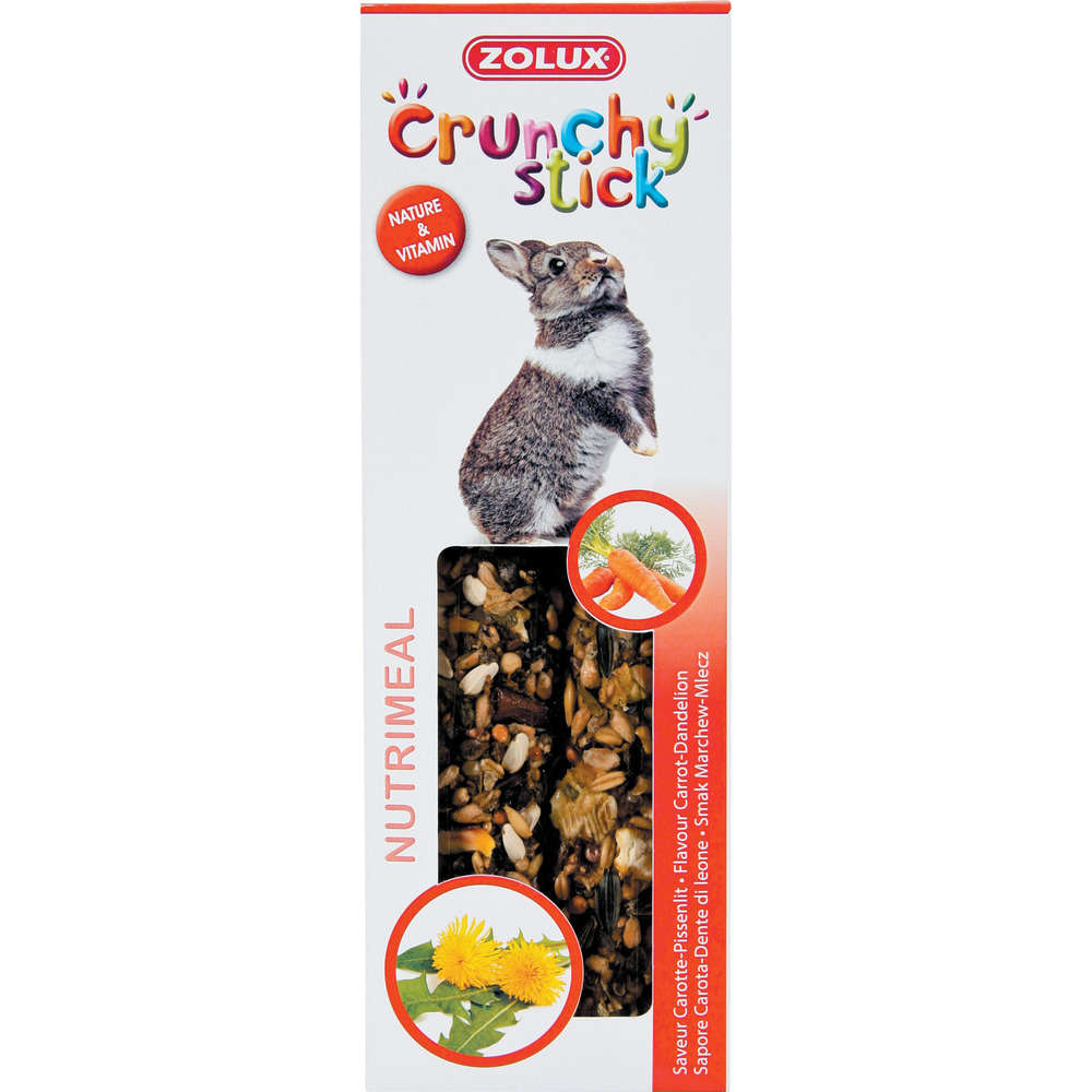 Baguette Crunchy Stick pour lapin : Carotte et Pissenlit 115g
