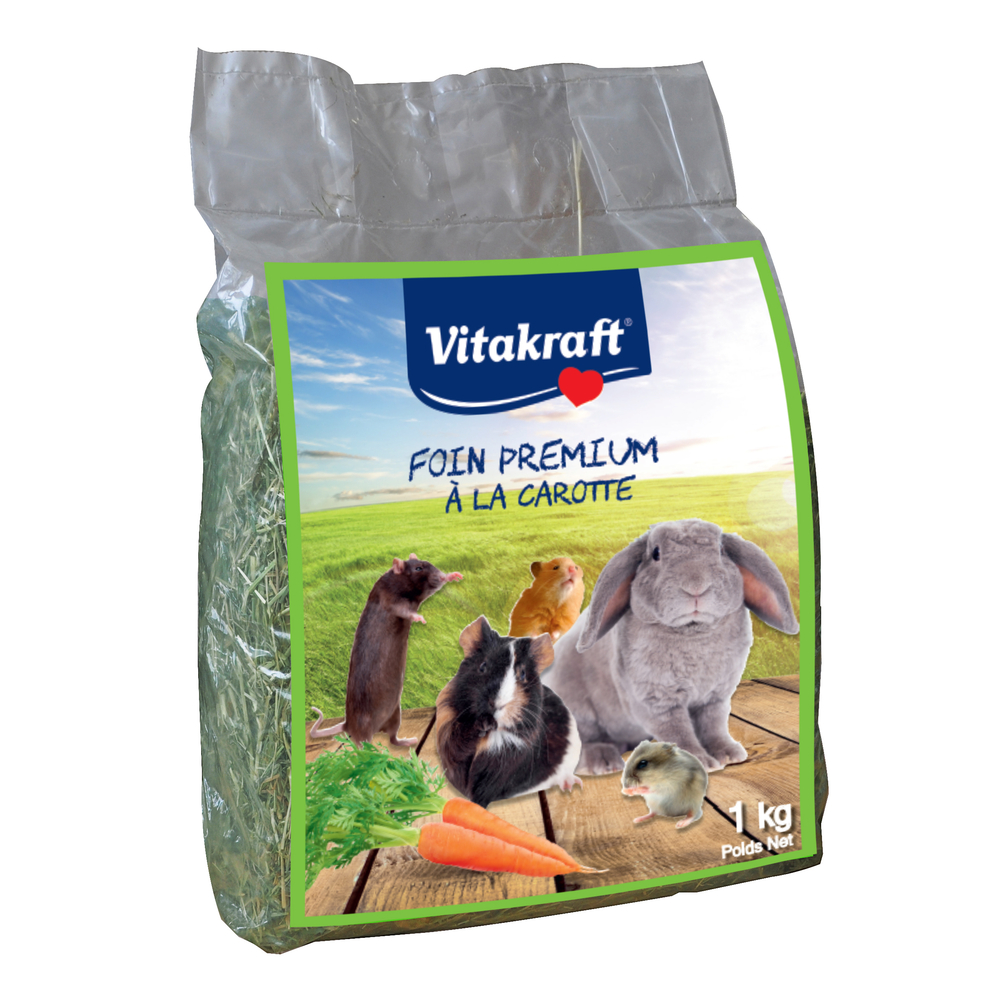 Foin premium pour rongeur : Carotte 1kg