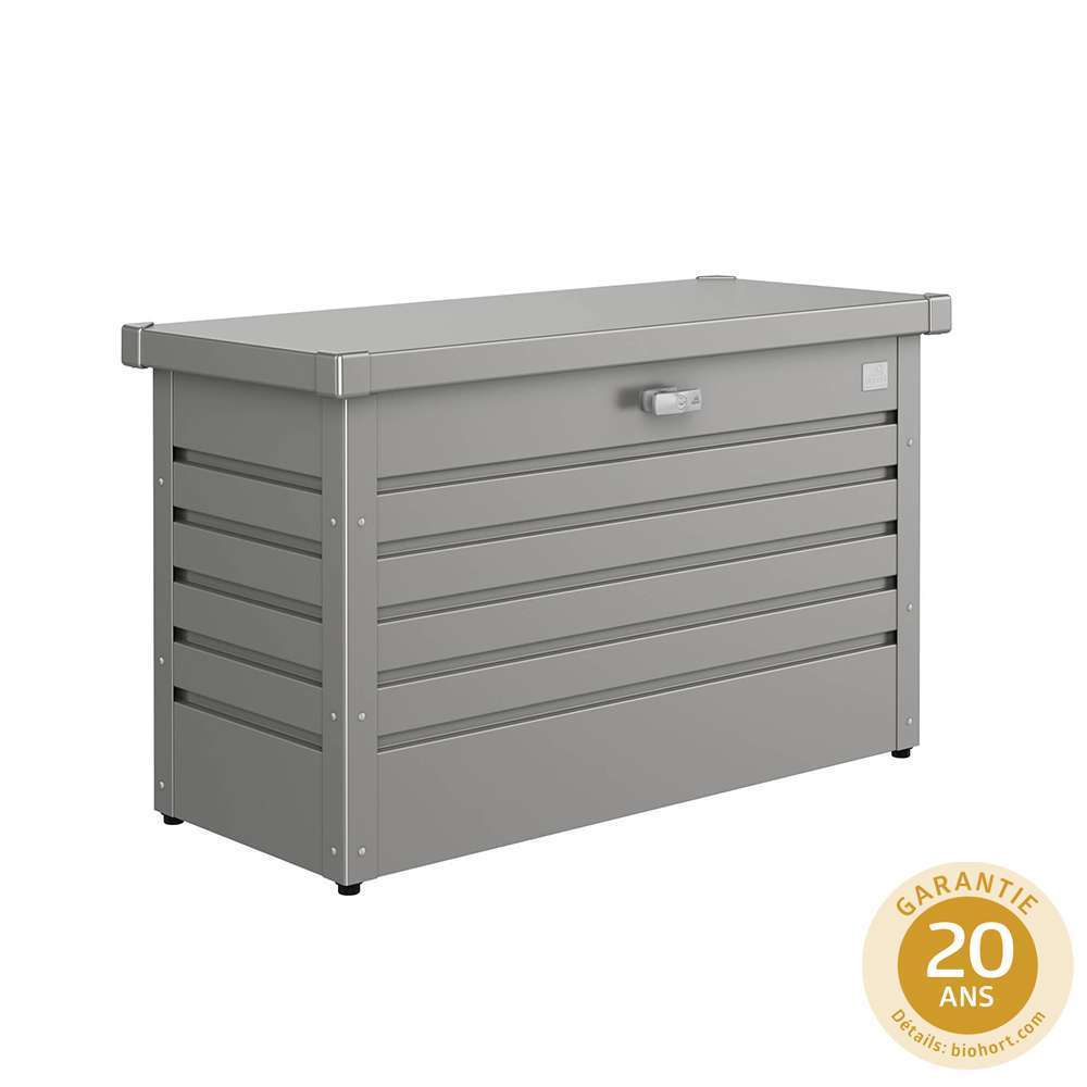 Coffre de jardin en acier galvanisé, gris quartz L.101cm