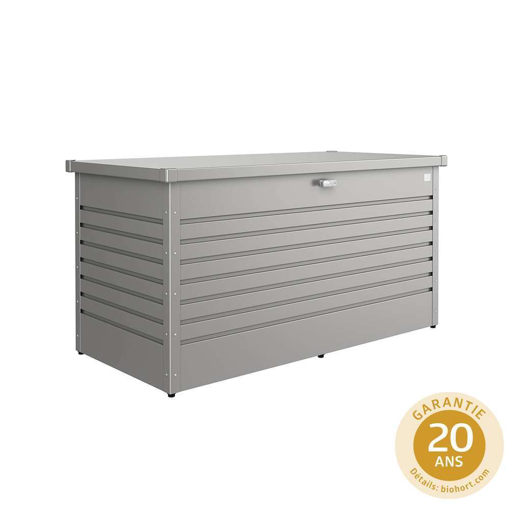 Coffre de jardin en acier galvanisé, gris quartz L.160cm