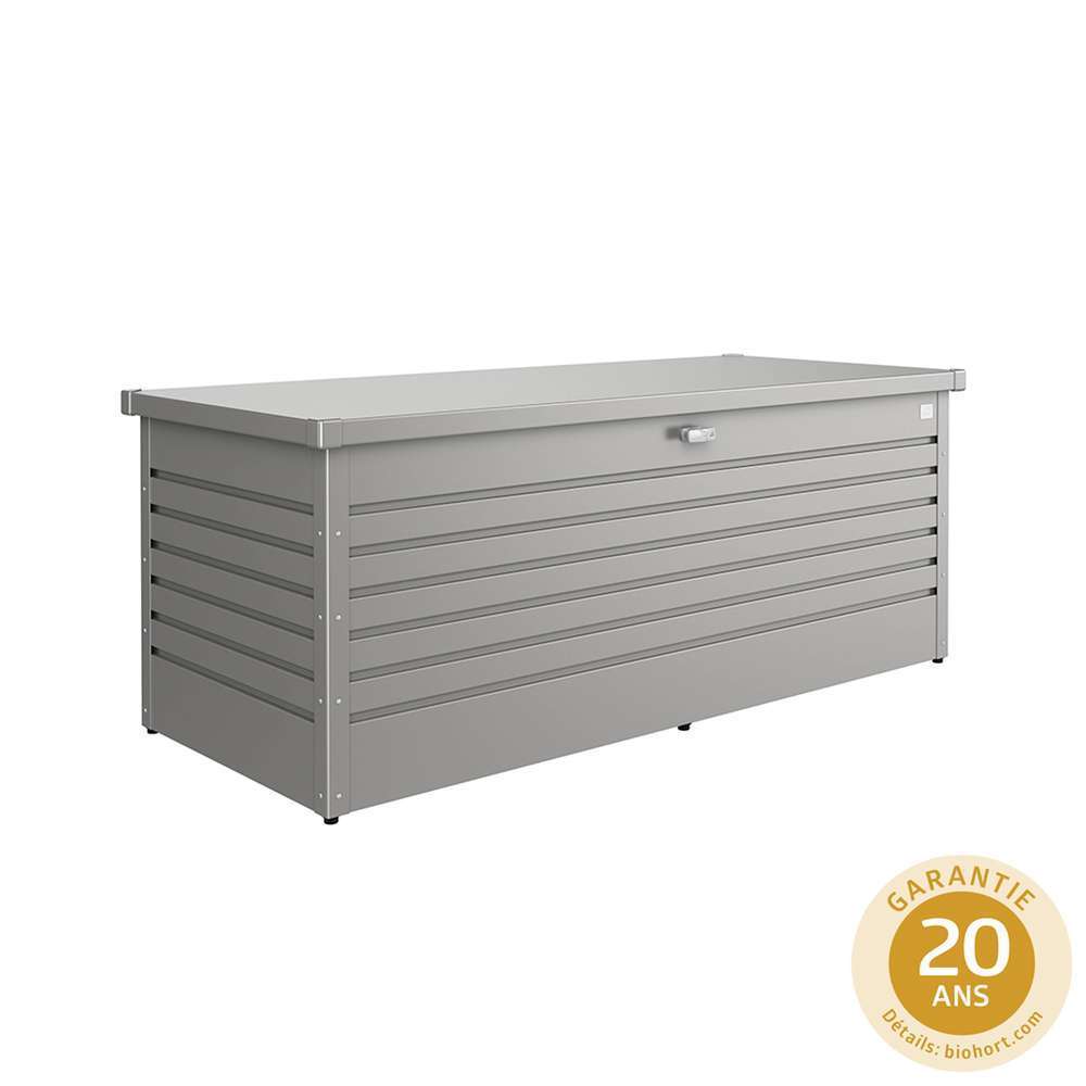 Coffre de jardin en acier galvanisé, gris quartz L.181cm