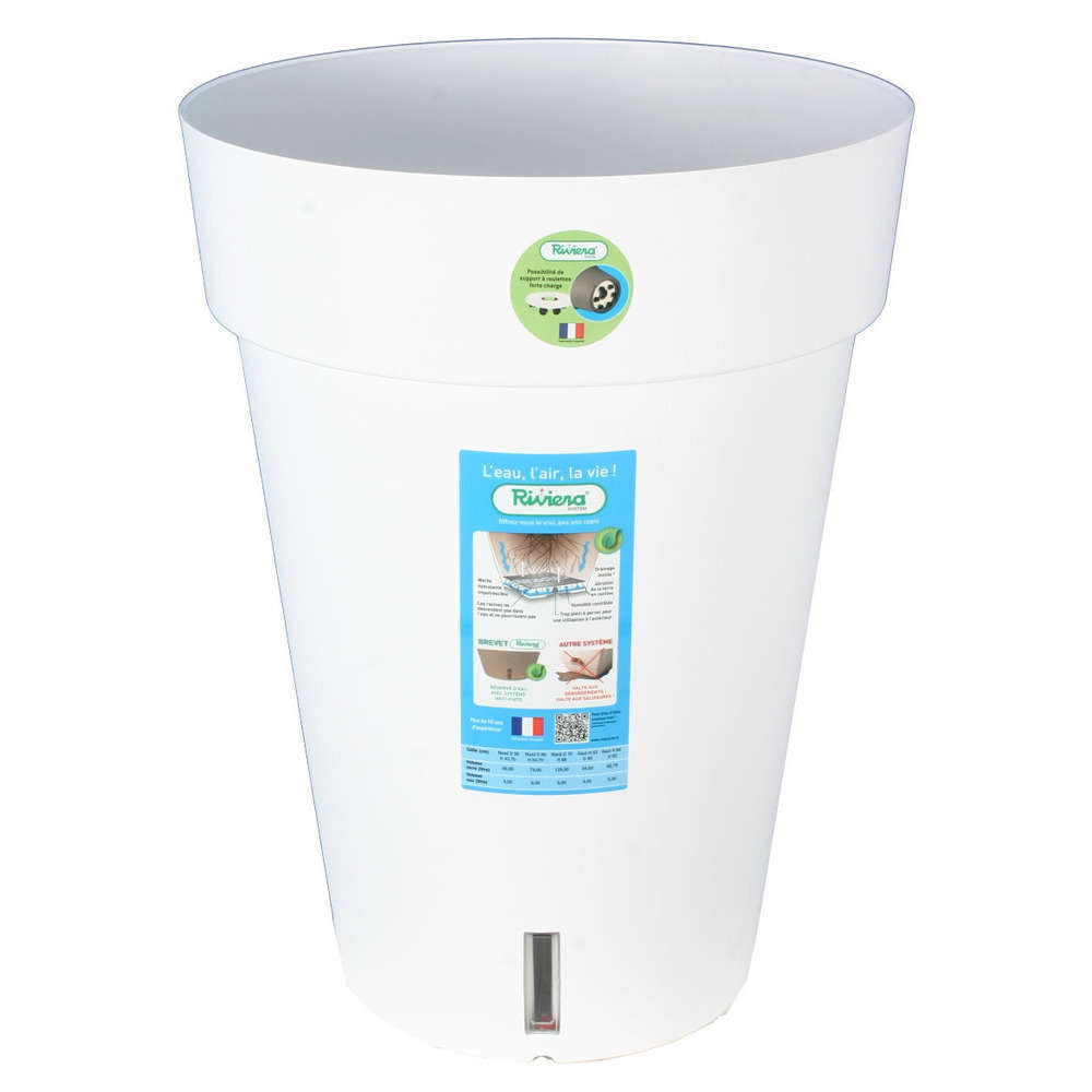 Pot Loft Haut Réserve H2O en polypropylène 100% recyclable Blanc H52cm