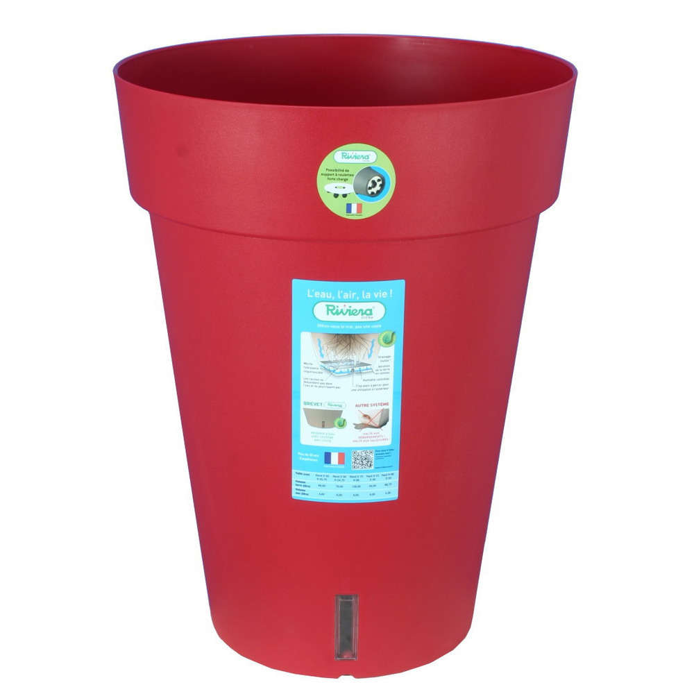 Pot Loft Haut à réserve d'eau, en polypropylène, rouge H. 52 cm