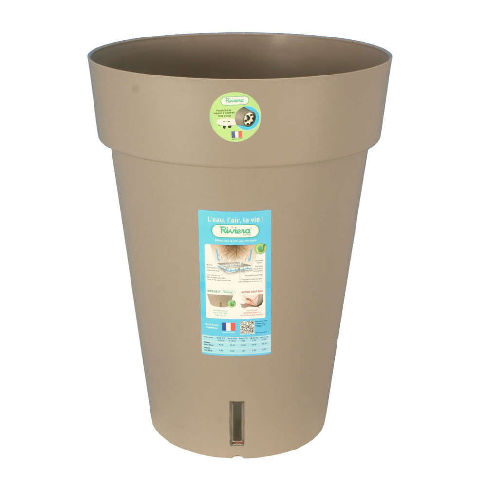Pot Loft Haut Réserve H2O en polypropylène 100% recyclable Taupe H52cm
