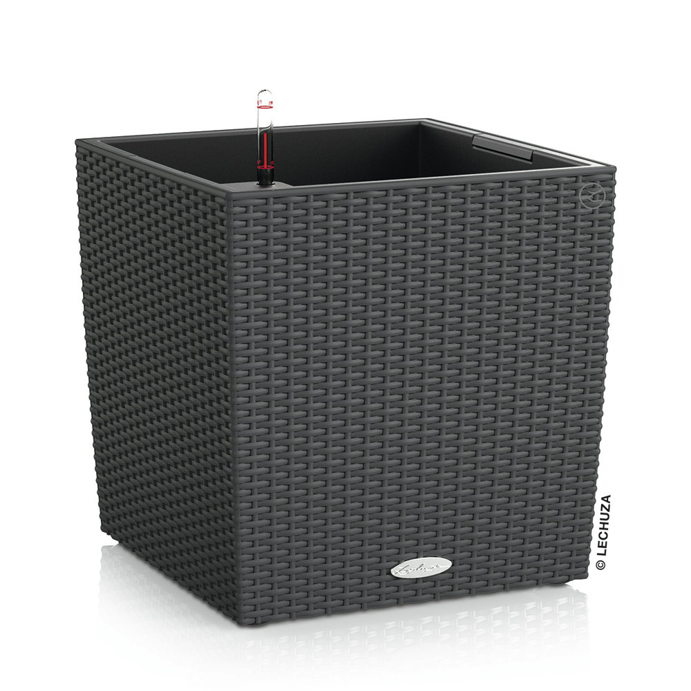 Pot Cube Cottage en polypropylène, granit L. 30 x l. 30 x H. 30 cm