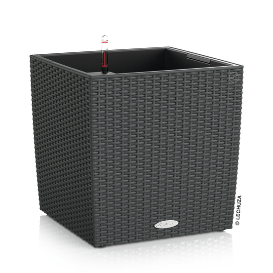 Pot Cube Cottage en polypropylène, granit L. 30 x l. 30 x H. 30 cm