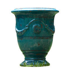 Vase Anduze, patine turquoise Ø 45 x H. 55 cm