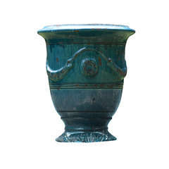 Vase Anduze, patine turquoise Ø 56 x H. 70 cm