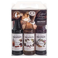 MONIN - Coffret pour Boissons Chaudes - Caramel, Noisette et Chocolate  Cookie - 3x25cl : : Epicerie