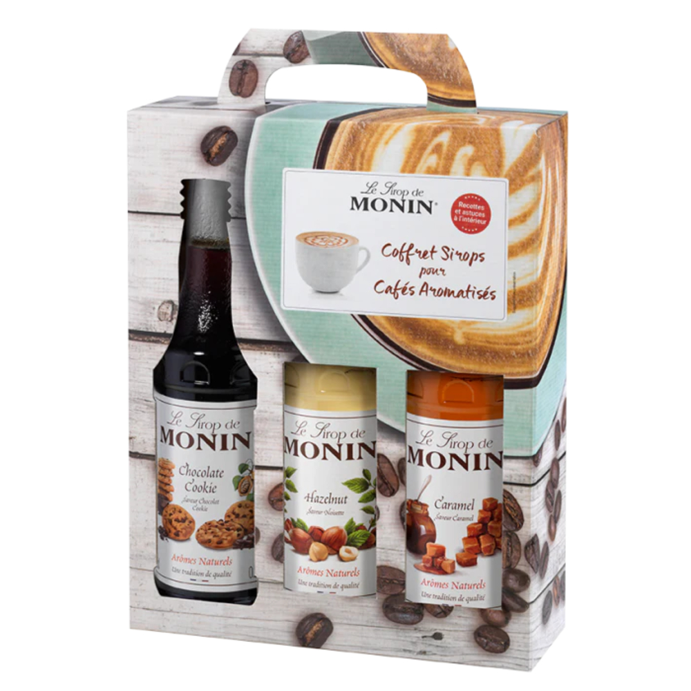 Coffret Monin Barista (3x25cl): Choco cookie, noisette, caramel