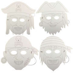 Masques en carte forte blanche prédessinée (x4) - Pirate