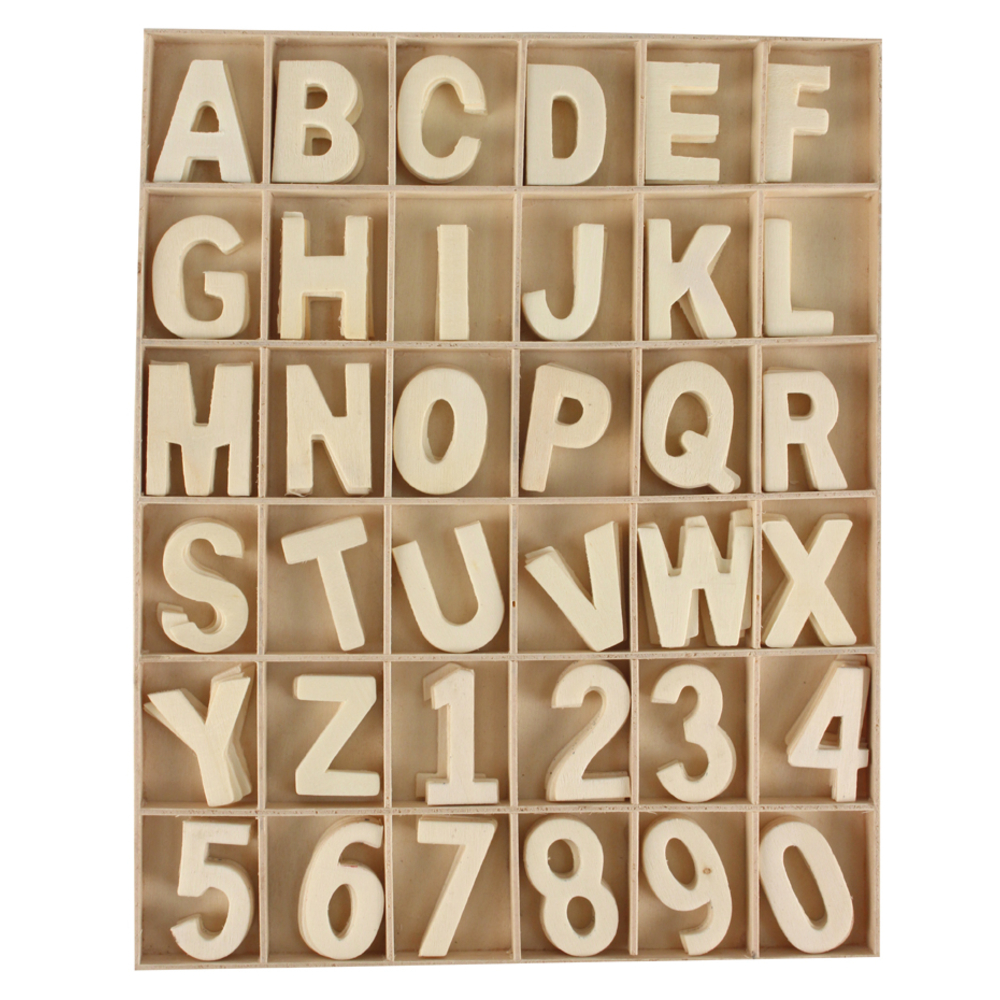 Chiffres et lettres assortis, en bois 3 à 3.5 cm