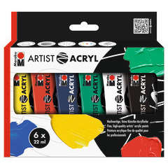 Set de peinture Artist Acryl, 6 tubes de 22ml